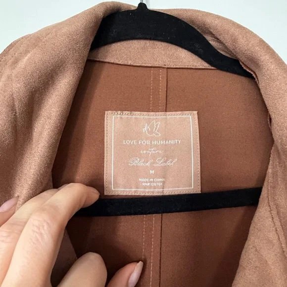 NWT Women’s Faux Suede Trench Coat – Camel Brown – М - Picture 3 of 6